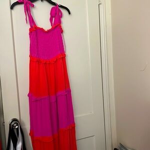 BTFL-life orange and pink maxi dress size: S